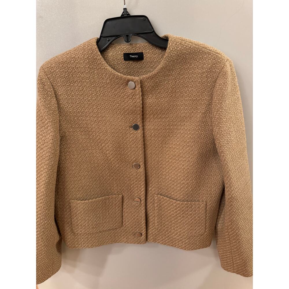 Theory Tweed Cropped Jacket
Color: Palomino size 10 (New) - Picture 7 of 8